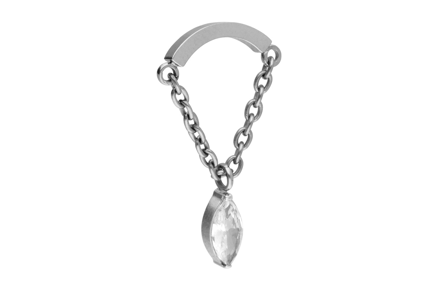 Titan Aufsatz mit Push Pin BOGEN + KETTE + KRISTALLTROPFEN von Piercingline